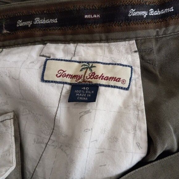 TOMMY BAHAMA Pleated Silk Shorts Resort Coastal Wear Olive in Mens sz: 40 - Picture 6 of 6
